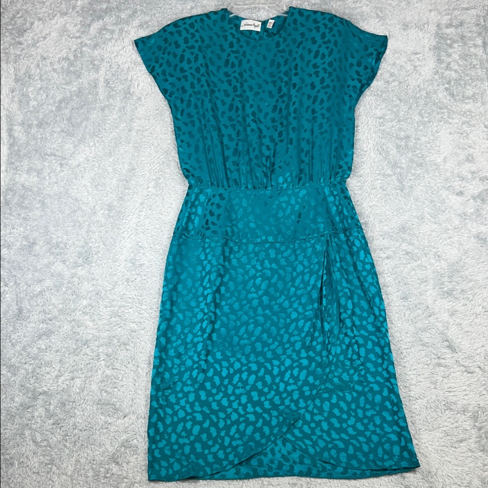 Adrianna Papell Teal Animal Print Midi Dress